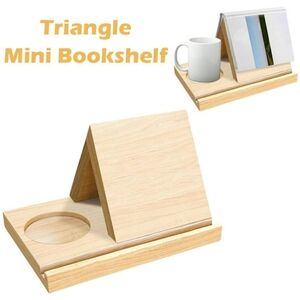 Wooden Solid Oak 2-n-1 NIB Triangle Mini Bookshelf/Coaster 9.25" (L) X 5.5" (W)
